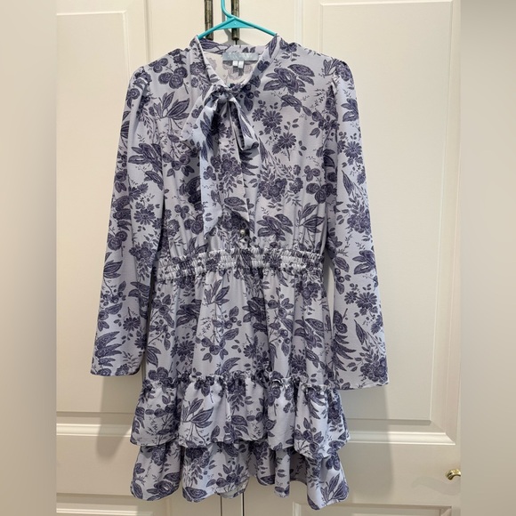 Hill House Talia Lilac Tonal Floral Crepe Dress - Picture 2 of 5